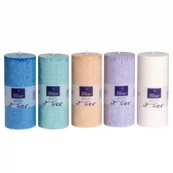 6 Bougies cylindriques couleurs pastel en stéarine BIO 56 x 80 mm - Blue