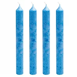 4 Bougies chandeliers bleues ciel en stéarine BIO 2 x 20 cm - Blue