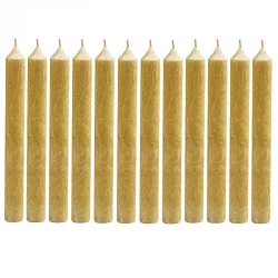 12 Stabkerzen Goldbraun aus BIO-Stearin 2 x 20 cm - Blue