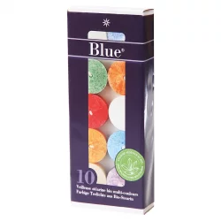 10 Teelichter mehrfarbig aus BIO-Stearin 2,5 x 3,5 cm - Blue