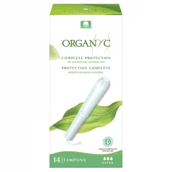 Tampons super avec applicateur BIO flux moyen-fort - 14 pièces - Organyc﻿