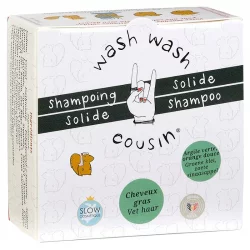 Festes BIO-Shampoo fettendes Haar grüne Tonerde - 70g - Wash Wash Cousin