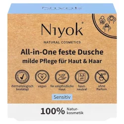 Natürliches All-in-One festes Duschgel ohne Duft - 80g - Niyok