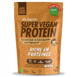 Protéines Super Vegan caramel salé, ashwagandha, Digezyme BIO - 400g Iswari