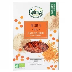 Fusilli de lentilles corail BIO - 250g - Optimys