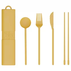 Couverts réutilisables Bini Jaune en bioplastique - ah table !