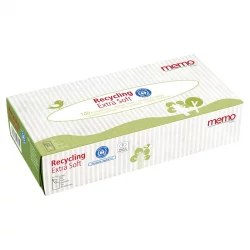 Kosmetiktücher extra weich aus recyceltem Papier in Box - 100 Stück - Memo