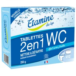 Tablettes WC 2 en 1 écologiques sans parfum - 12 tablettes - Etamine du Lys