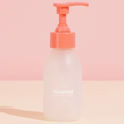 Bouteille en verre 100ml avec pompe rose (vide) - Pimpant