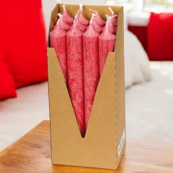 Bougies chandeliers rouges en stéarine BIO 22 x 210 mm - 12 pcs - Eubiona