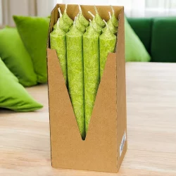 Bougies chandeliers vertes en stéarine BIO 22 x 210 mm - 12 pcs - Eubiona