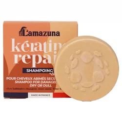 Festes Shampoo für strapaziertes Haar pflanzliches Keratin - 70ml - Lamazuna