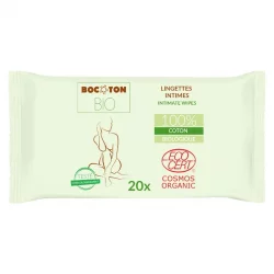 Lingettes toilette intime BIO aloe vera - 20 pièces - Bocoton