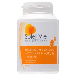 Magnésium + calcium + vitamines E, A, B2, B6 + Niacine - 100 capsules - 717mg - Soleil Vie