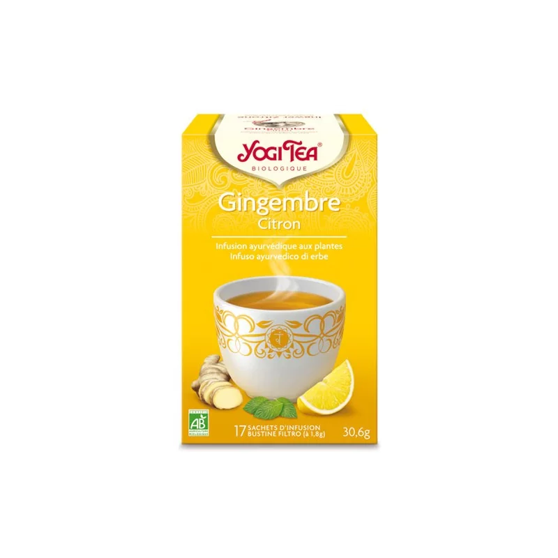Infusion de gingembre, zeste de citron & menthe poivrée BIO - Gingembre Citron - 17 sachets - Yogi Tea