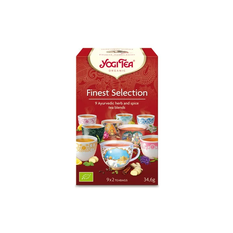 BIO-Auswahl von Teemischungen, Grüntee & Schwarztee - Finest Selection - 9x2 Teebeutel - Yogi Tea
