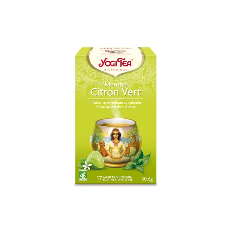 Infusion de citron vert & menthe poivrée BIO - Lemon Mint - 15 sachets - Yogi Tea Infusion de citron vert & menthe poivrée BIO - Lemon Mint - 15 sachets - Yogi Tea