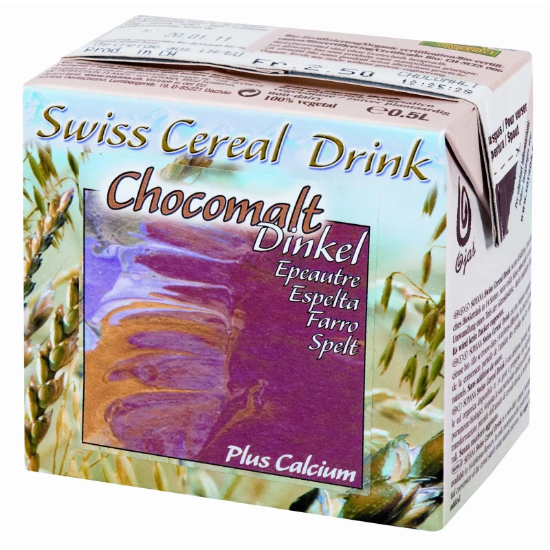 Swiss Cereal BIO-Dinkel-Drink Chocomalt & Calzium - 500ml - Soyana