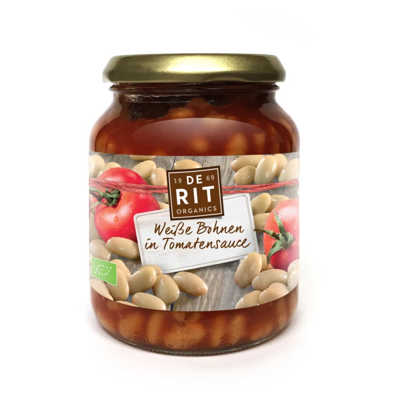 Weisse BIO-Bohnen in Tomatensauce - 360g - De Rit Weisse BIO-Bohnen in Tomatensauce - 360g - De Rit