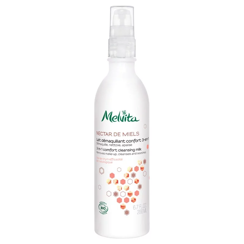 Lait démaquillant confort 3-en-1 BIO miel de thym - 200ml - Melvita