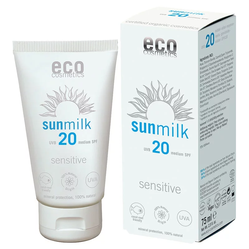 BIO-Sonnenmilch sensitiv Gesicht & Körper LSF 20 Himbeer & Granatapfel - 75ml - Eco Cosmetics