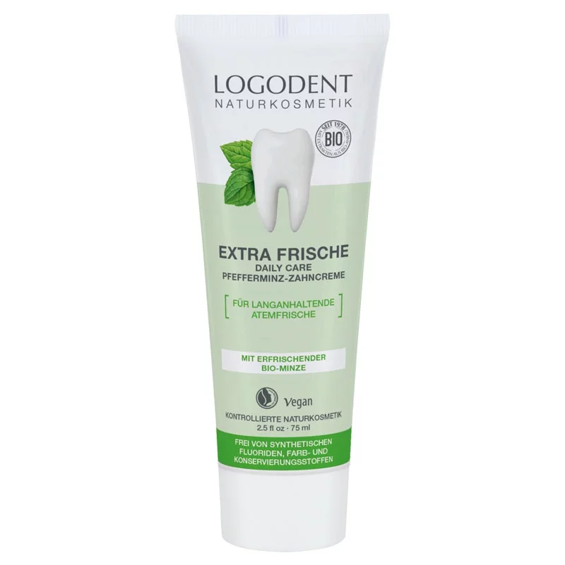 Extra frische BIO-Zahncreme Pfefferminz & Kamille Fluoridfrei 75ml Logodent