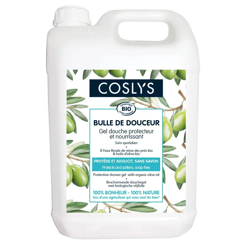 Gel douche protecteur & nourrissant BIO reine des prés & olive - 5l - Coslys Gel douche protecteur & nourrissant BIO reine des prés & olive - 5l - Coslys