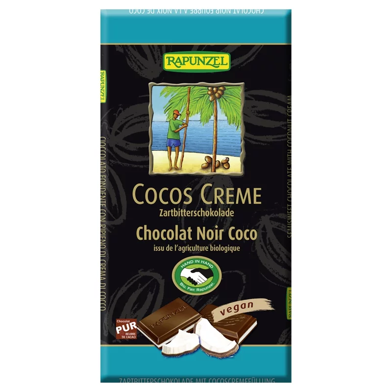 Cocos Creme BIO-Zartbitterschokolade gefüllt - 100g - Rapunzel