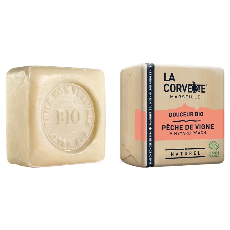 Savon douceur BIO pêche de vigne - 100g - La Corvette