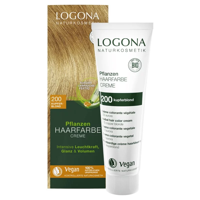 Crème colorante végétale BIO 200 blond cuivré - 150ml - Logona