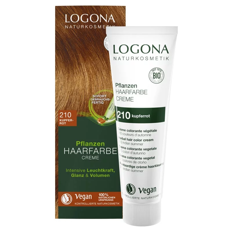 BIO-Pflanzen-Haarfarbe Creme 210 Kupferrot - 150ml - Logona