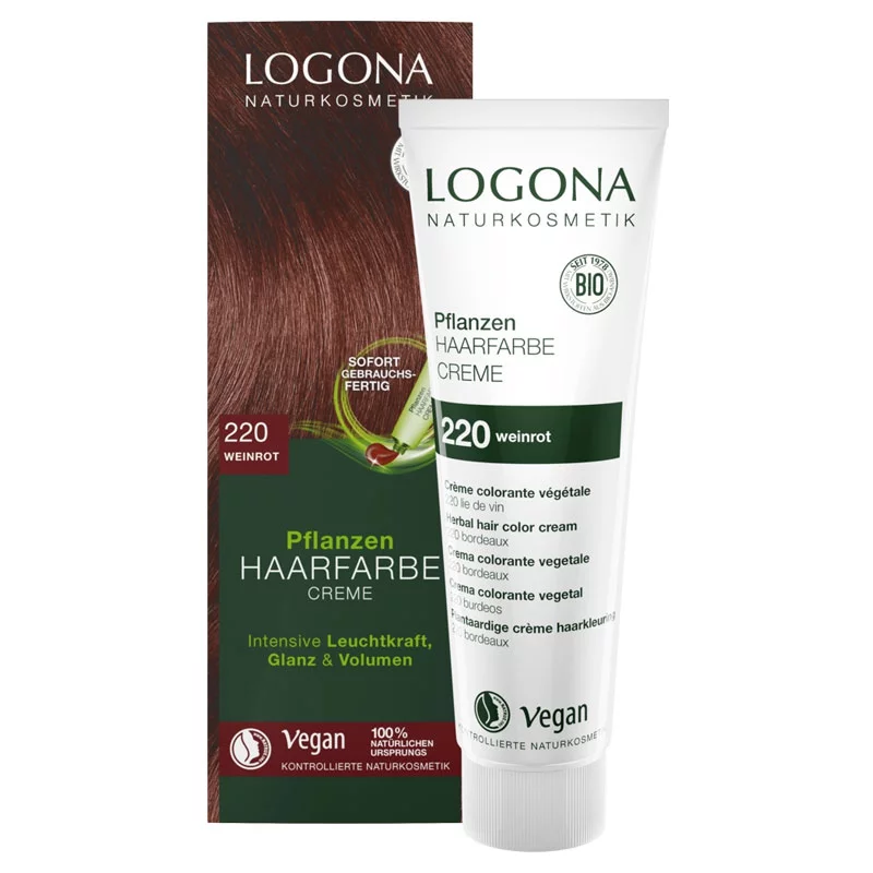 Crème colorante végétale BIO 220 vin rouge - 150ml - Logona