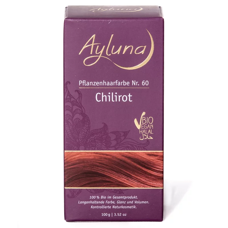 BIO-Pflanzenhaarfarbe Pulver N°60 Chilirot - 100g - Ayluna