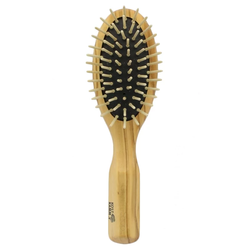 Brosse ovale en olivier & picots droits en bois 6 rangées - Kost Kamm