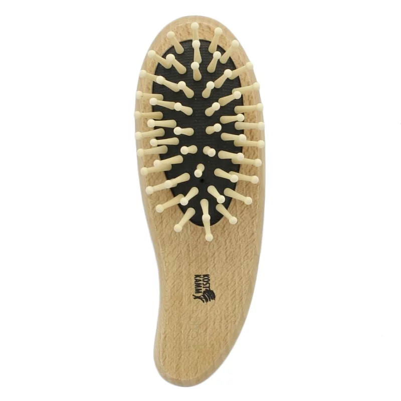 Brosse "dauphin" en hêtre & picots ronds en bois - Kost Kamm