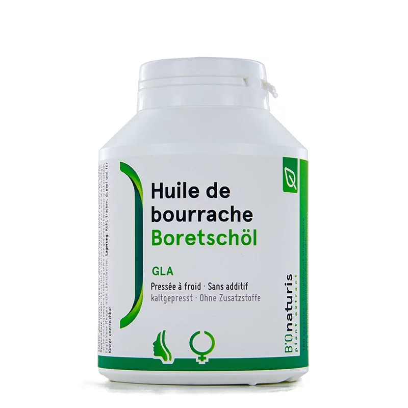 Huile de bourrache 500 mg 180 capsules - BIOnaturis