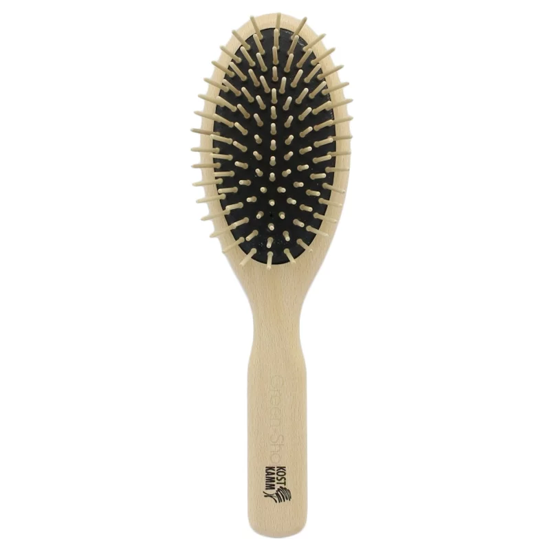 Brosse ovale en hêtre & picots droits en bois 9 rangées - Kost Kamm