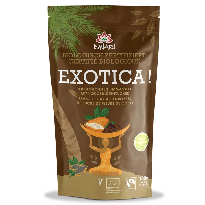 Exotica fèves de cacao enrobées de sucre de coco BIO - 100g - Iswari
