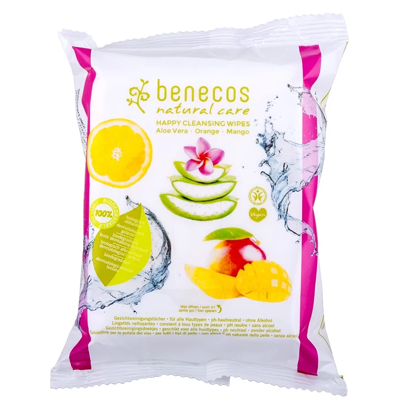 BIO-Gesichtsreinigungstücher Aloe Vera, Orange & Mango - 25 Stück - Benecos BIO-Gesichtsreinigungstücher Aloe Vera, Orange & Mango - 25 Stück - Benecos