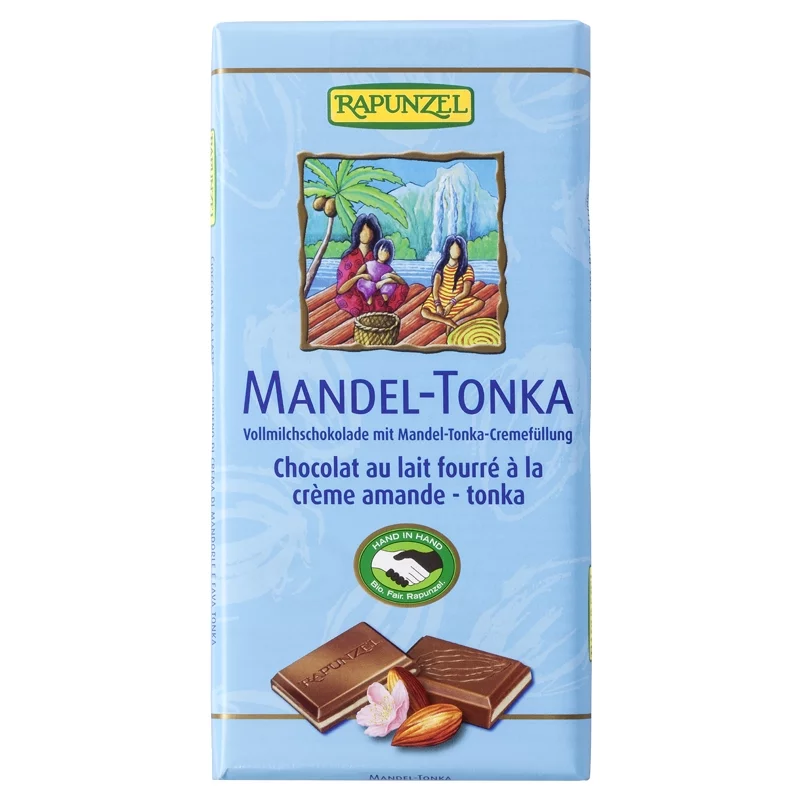 BIO-Vollmilchschokolade mit Mandel-Tonka-Cremefüllung - 100g - Rapunzel
