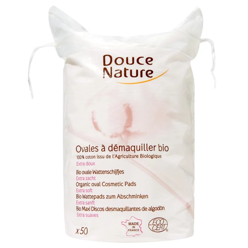 Ovales à démaquiller en coton BIO - 50 pièces - Douce Nature