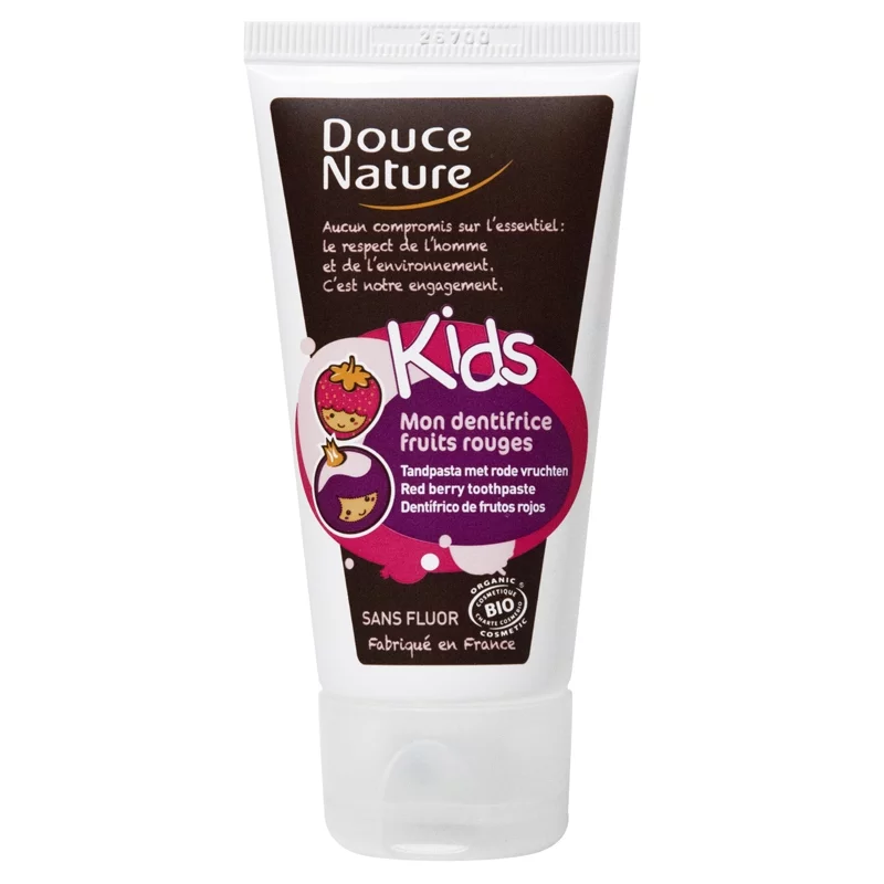 Kinder BIO-Zahnpasta Rote Früchte ohne Fluor - 50ml - Douce Nature Kinder BIO-Zahnpasta Rote Früchte ohne Fluor - 50ml - Douce Nature
