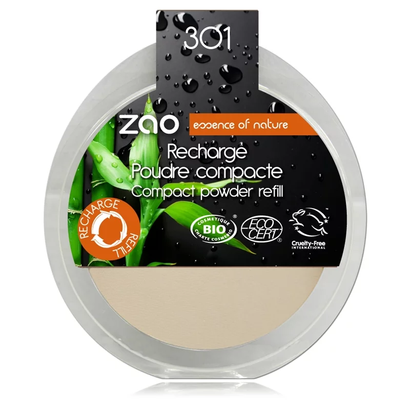 Recharge Poudre compacte Ivoire N°301 BIO - 9g - Zao