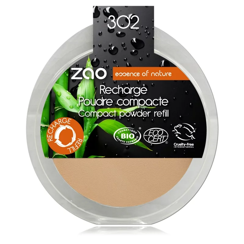 Recharge Poudre compacte Beige rosé N°302 BIO - 9g - Zao