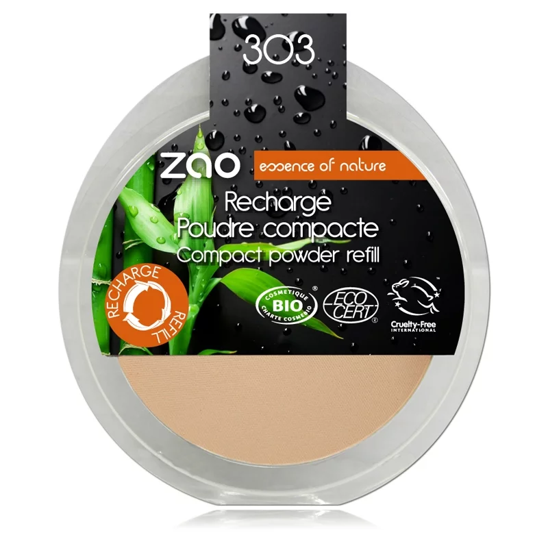 Recharge Poudre compacte Beige abricot N°303 BIO - 9g - Zao