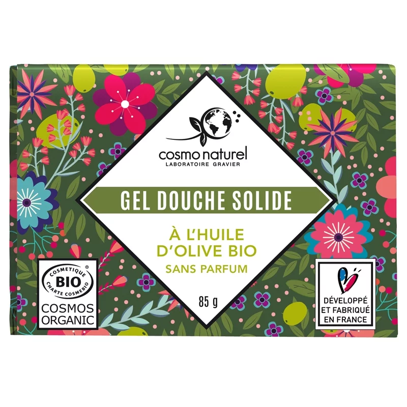 Gel douche solide BIO huile d'olive - 85g - Cosmo Naturel