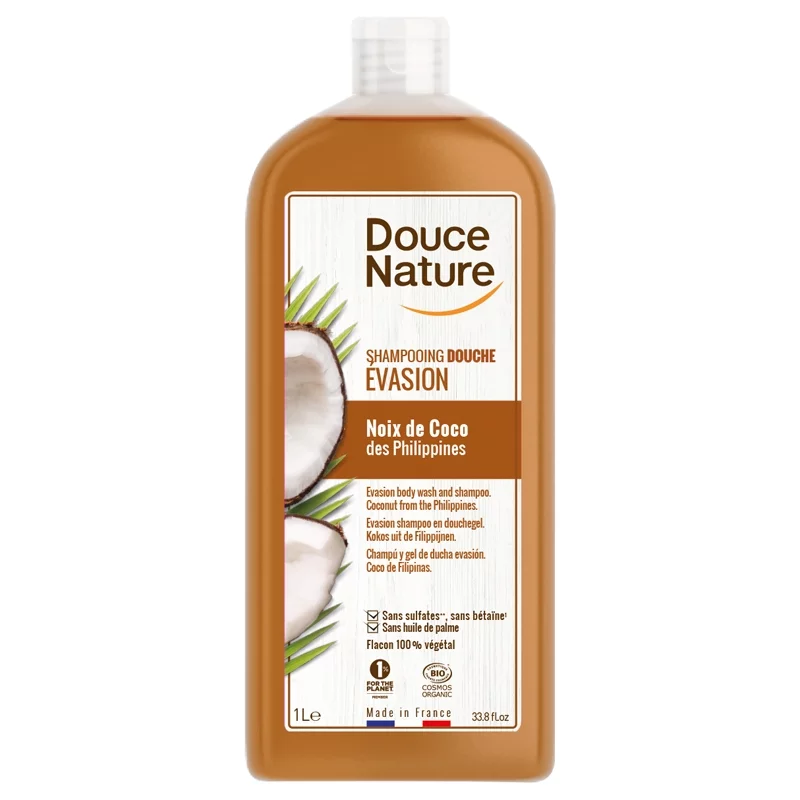 Shampooing douche évasion BIO noix de coco - 1l - Douce Nature