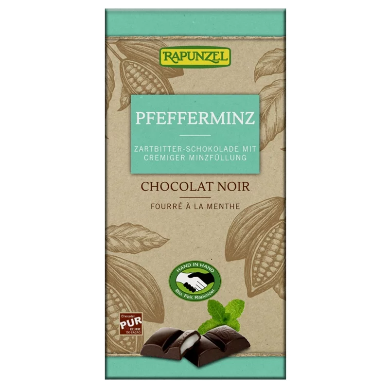 Chocolat noir fourré à la menthe BIO - 100g - Rapunzel