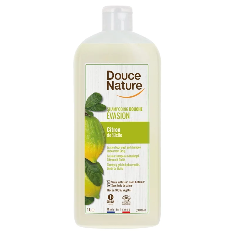 Shampooing douche évasion BIO citron - 1l - Douce Nature