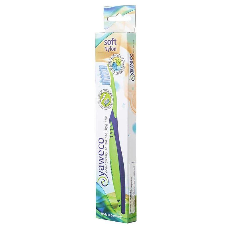 Zahnbürste mit auswechselbarem Bürstenkopf Blau-Grün Soft Nylon - Yaweco